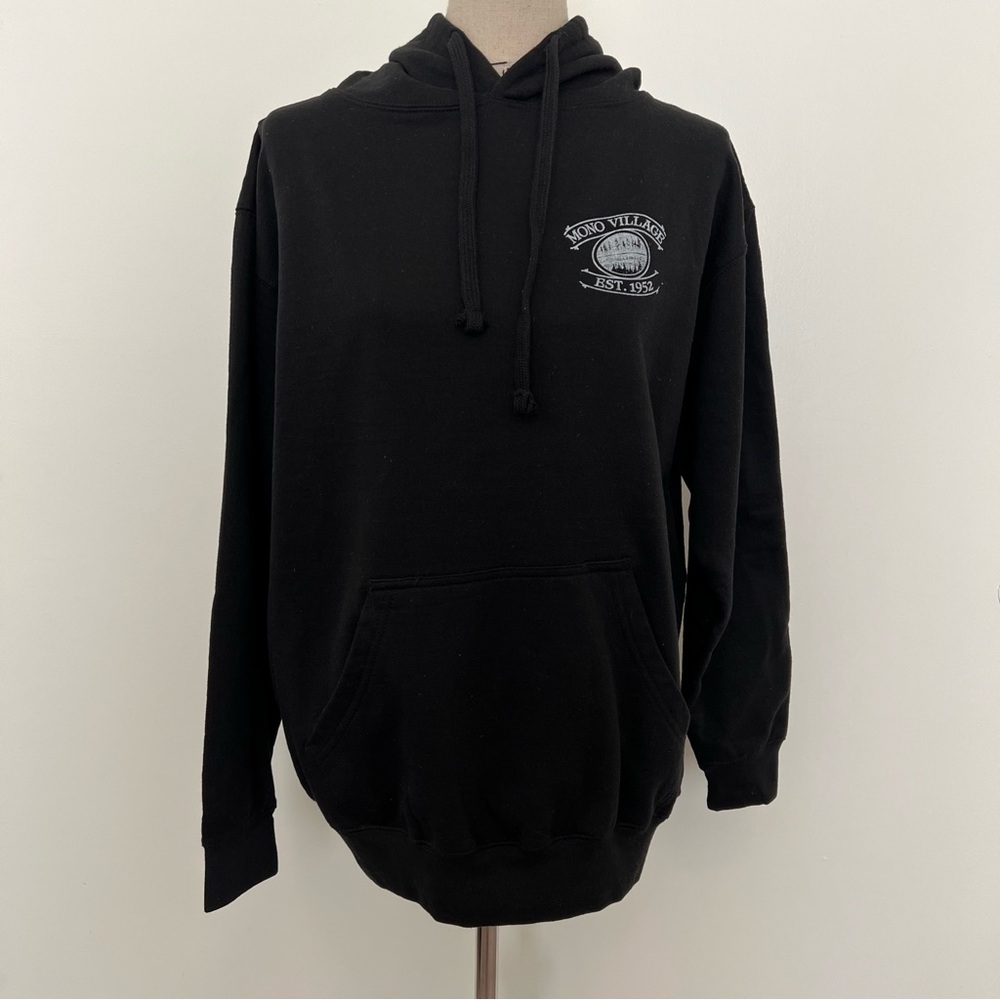Black mono village hoodie unisex